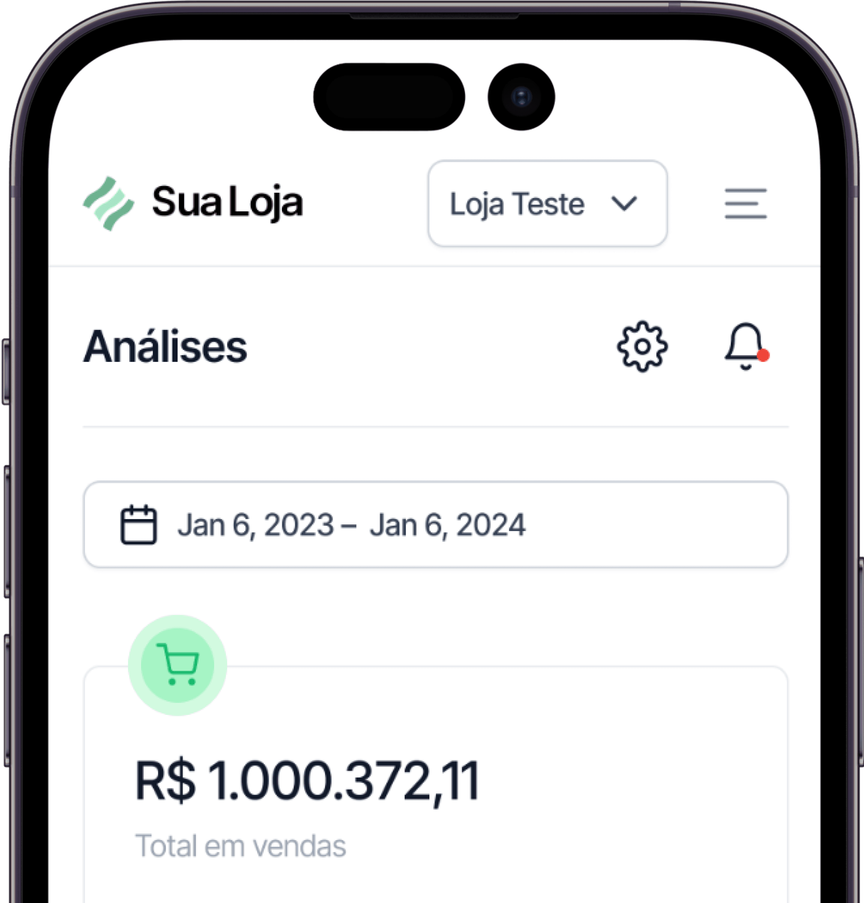 Dashboard de um gateway de pagamento modelo